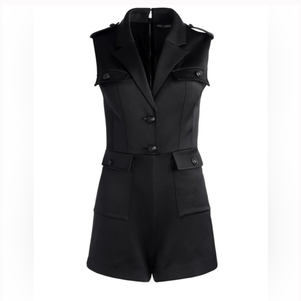 NWT Alice + Olivia Phillis Utility Sleeveless Romper - Size 12 - Picture 5 of 11